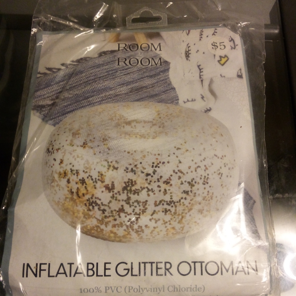 1.Inflatable Glitter Ottoman  2. Inflatable Orange Ottoman
